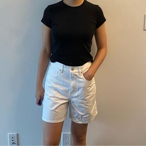 Uniqlo high waisted white denim shorts